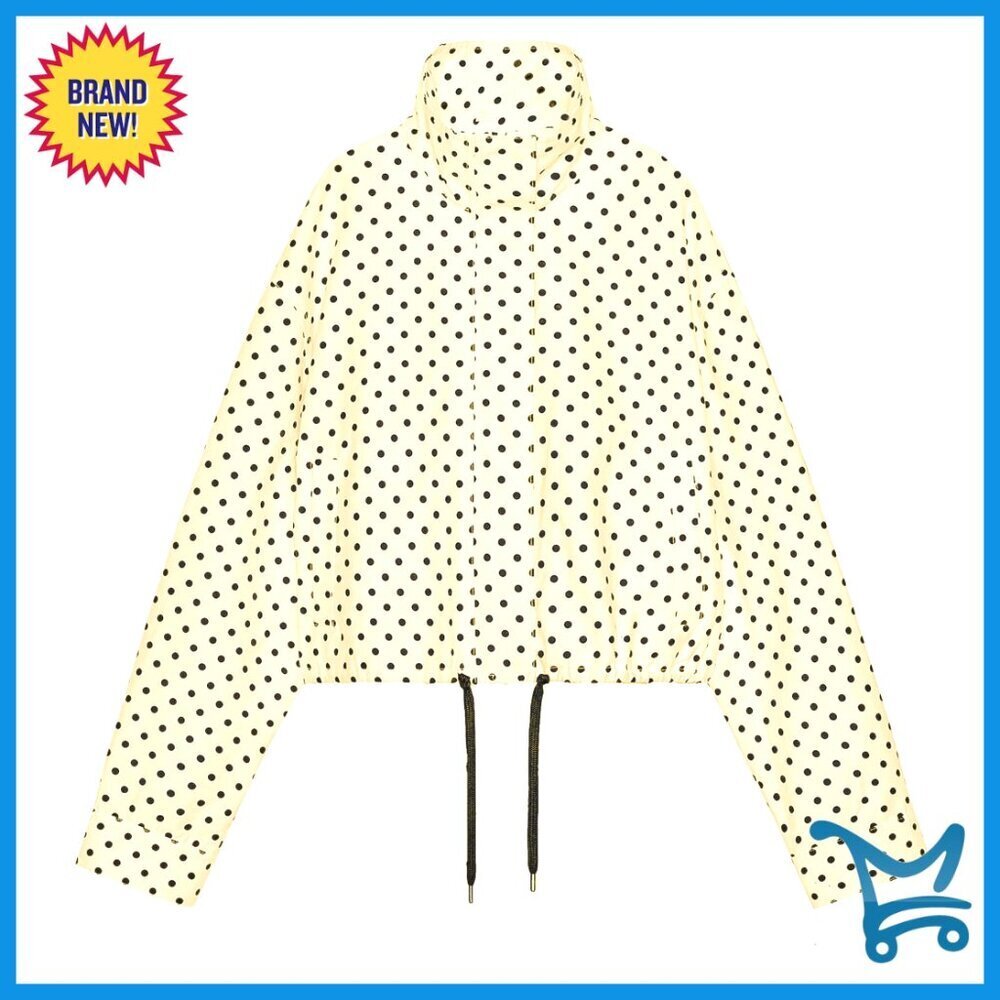 Polka Dot Cropped Jacket Lightweight Zip Up Casual Fall Trendy Pockets Y2K